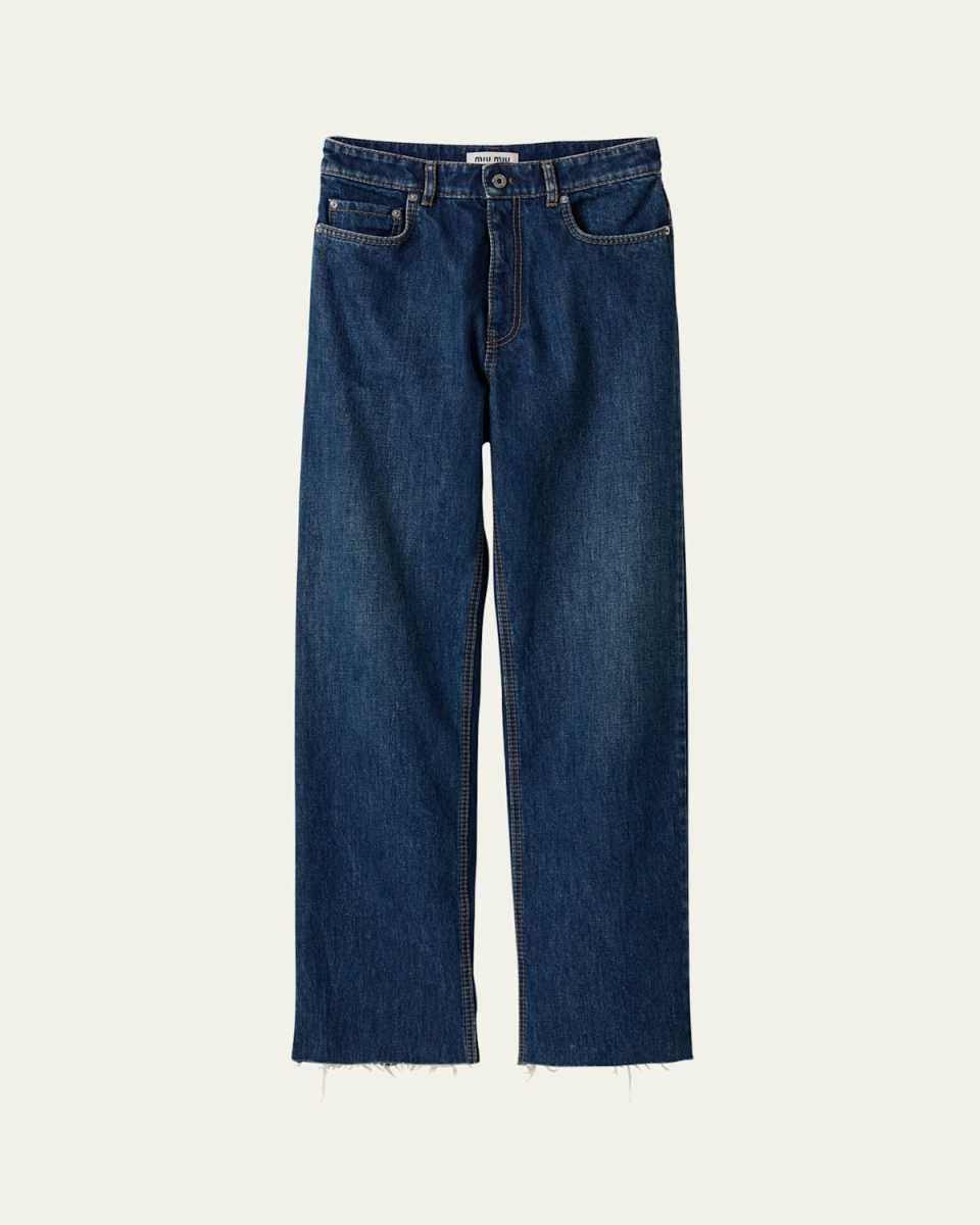 Mid Rise Raw Hem Jeans